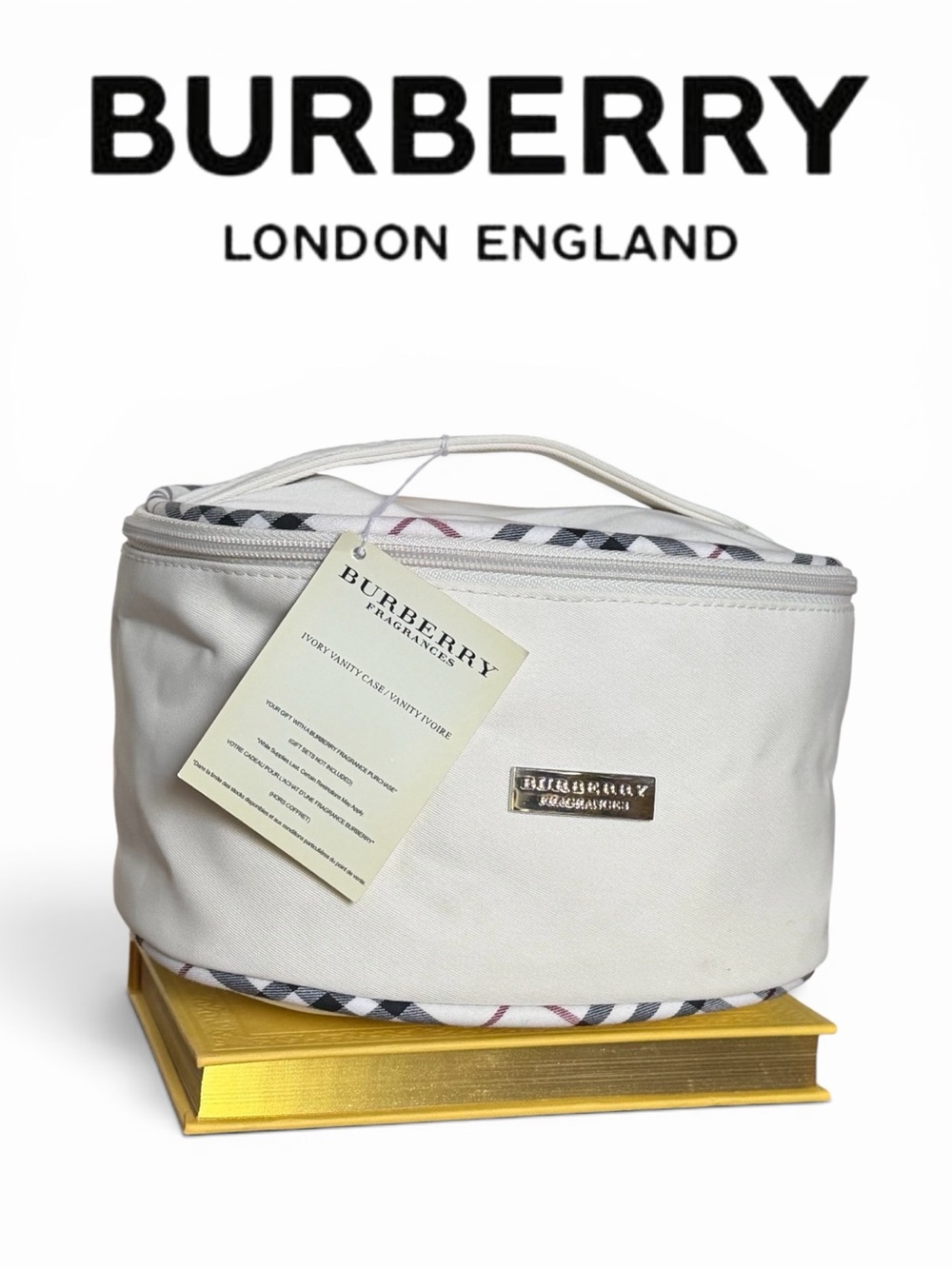 Burberry Ivory Men's Toiletry Case with Top Handle